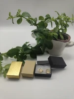 #21 Wholesale Jewelry Paper Gift With Cotton Filled Lid And Button Mass Customized Gold Foil Paper Boxes For Ring Earrings