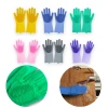 2pcs multifunction silicone cleaning gloves magic,clean silicone bath gloves,dish washing gloves with scrubber silicone
