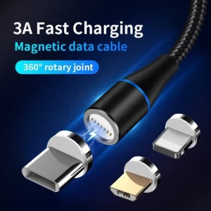 3 in 1 3A Magnetic Cable USB Charger Cable For iphone Samsung Magnet Data Cable Wire