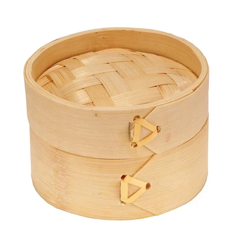 3 Inch Mini Bamboo Dim Sum Dumpling Steamer Basket for Dessert Party Favors Wedding Birthday Home Decorations, 10 Pieces