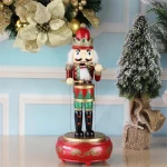 30Cm Round Base Wood Wooden Nutcracker Nutcracker Christmas Christmas Musical Box
