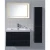 Import 32inch hangzhou Black bathroom vanity cabinet with ligted smart led mirror and shelf ,french bathroom furniture wooden one sink from China