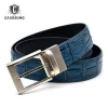 3.3cm Blue Crocodile Reversible High Quality  Genuine cow men leather belt with brass buckle