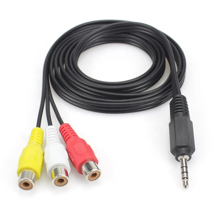 3.5mm Male Plug to 3 RCA Female Cable 3 RCA Video AV cable female extension cable