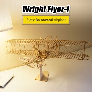 3D Woodcraft Construction Kit  Wright Brothers Flyer Model Aircraft to Build Perfect 3D Wooden Puzzle DIY Toy Ornament