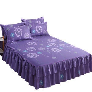 3pcs set Bedding Skirt +2pcs Pillowcases Wedding Bedspread Bedsheet Mattress Cover Full Twin Queen King Size Floral Bedsheets
