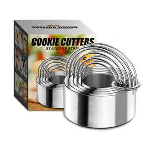 5 Pieces Round Shape in Graduated size 304 stainless steel Cookie Cutters Biscuit Plain Edge Fondant Cutters