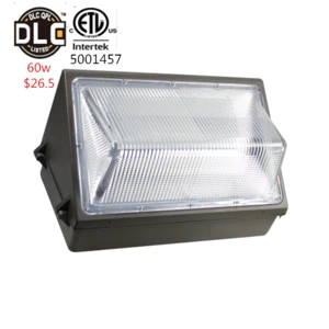 5 year warranty ETL DLC wall pack light 60w led wall light outdoor fixture
