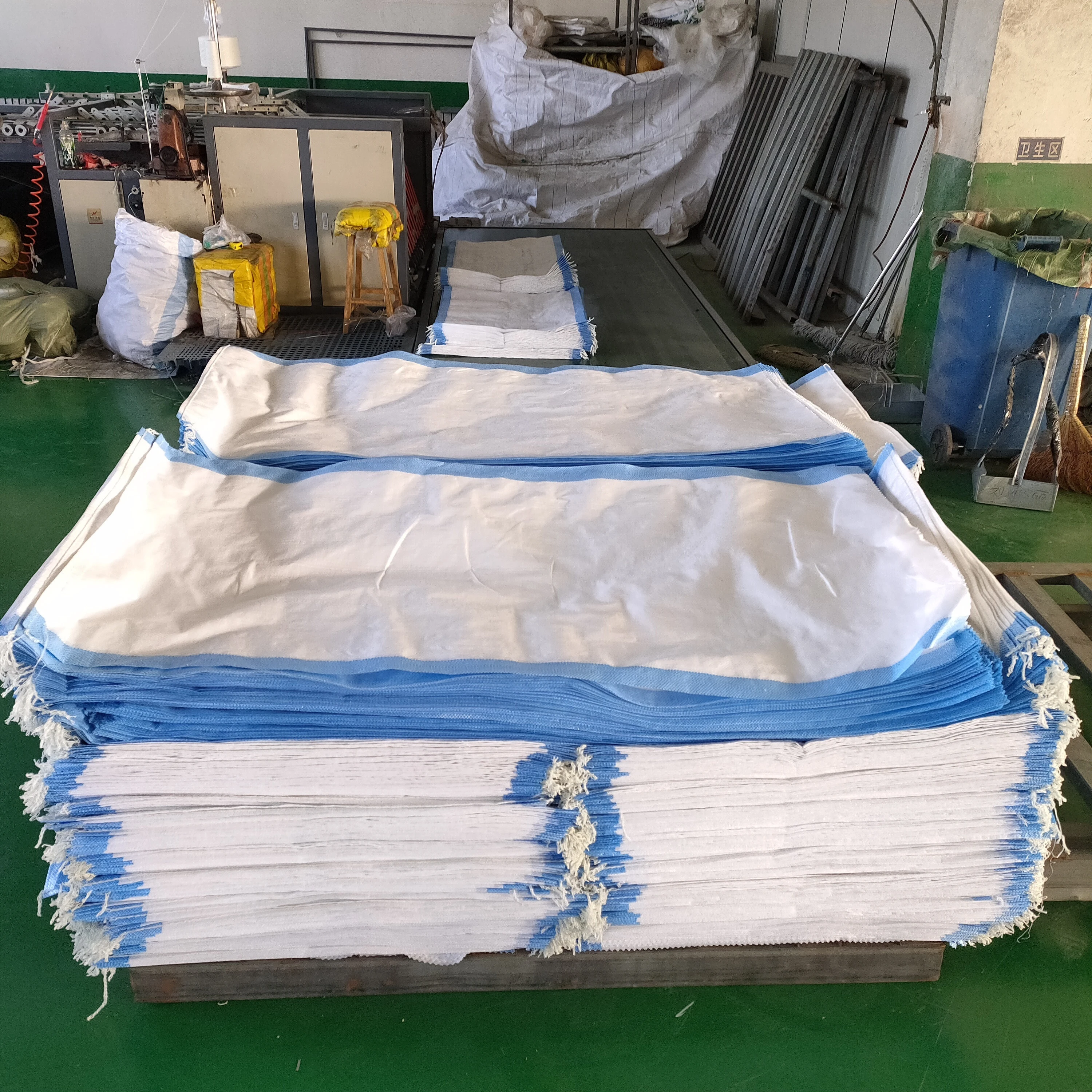 50kg plastic sugar bag white woven flour polypropylene grain bags with blue line