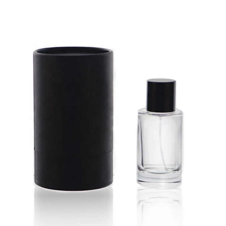 50ml 100ml Empty high quality cylinder transparent OEM glass perfume bottle with gift box pump sprayer
