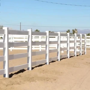 6FT by 8FT PVC Post and Rail Fence, 4 Rail Vinyl Horse Fence, Plastic PVC Ranch Fence