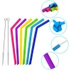 6pcs/set Reusable Silicone Straws multi colors Drinking Straw with 2 Clean Brush Set For Home Party Barware