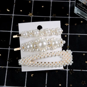 8 models korean white pearl beaded hair clips for girls barrette hair clips hair pin 3-pcs set