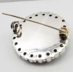 925 Silver Cabochon MULTISTONES HANDWORK OXIDIZED CHAKRA BROACH BROOCH OLD STYLE