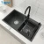 Import Above counter handmade nano black no fading black double stainless steel kitchen sinks basin sink from China