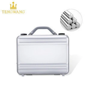 Aluminum Briefcase for Man Lawyer Computer File Office Tool Precision Instrument metal briefcase foam metal briefcase