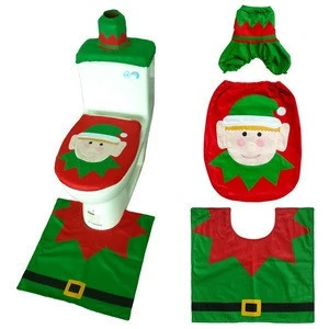 Amazon Hot Sale Velvet  3pcsToilet Seat Cover Home  Christmas Decoration Supplies