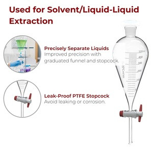 American Fristaden Lab 500mL Graduated Separatory Funnel with PTFE Stopcock Valve | Lab Quality Borosilicate Glass |t-  for Lab