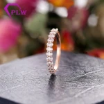 American popular jewelry style brilliant cut oval moissanite ring half eternity band in rose gold
