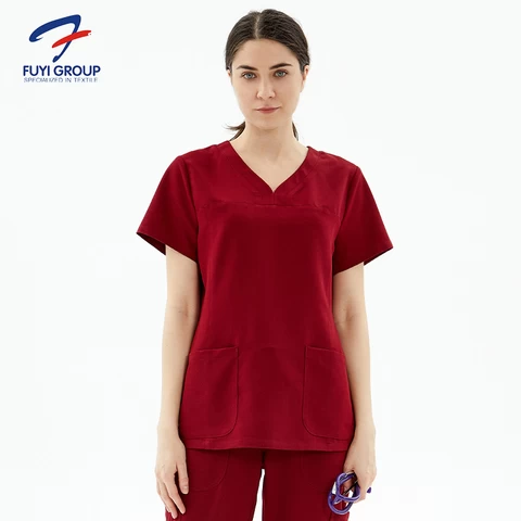 American Series Reusable Fashionable Spandex Uniformes Medico Stretchy Anti-bacterial Scrub Nurse Uniform Medical Scrubs