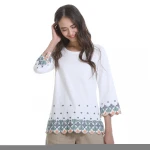 Anany 2020 New Fashion Tops Shirts Women Clothing Embroidery Wavy Sleeve Circumference Casual Shirts Women Blouse
