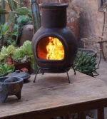 Aztec stone woodburning table model chimenea