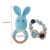 Import Baby Teeth Grinding Gum Accessories Crochet Colorful Rabbit Ear Head Baby Teeth Grinding Bracelet Necklace Rattle Toys from China