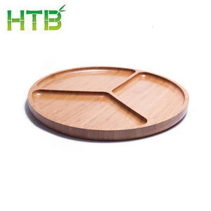 bamboo round dish serving food or dessert 3 solt serving tray