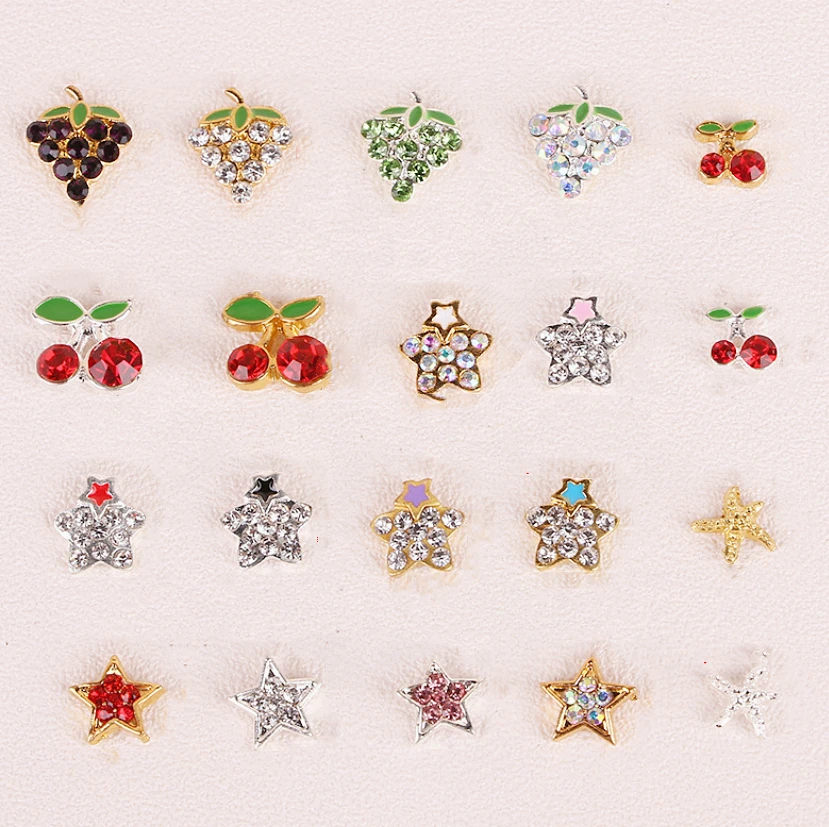 Beauty top Alloy Cherry Nail Art Charms for DIY Summer Nail Art Accessories