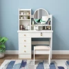Bedroom modern luxury wooden pink storage makeup 5 drawer nordic glass princess dresser furniture with mirror