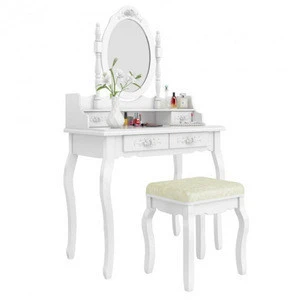 Bedroom Wood Furniture Vanity Dressing Table White Makeup Tocador Dresser With Mirror