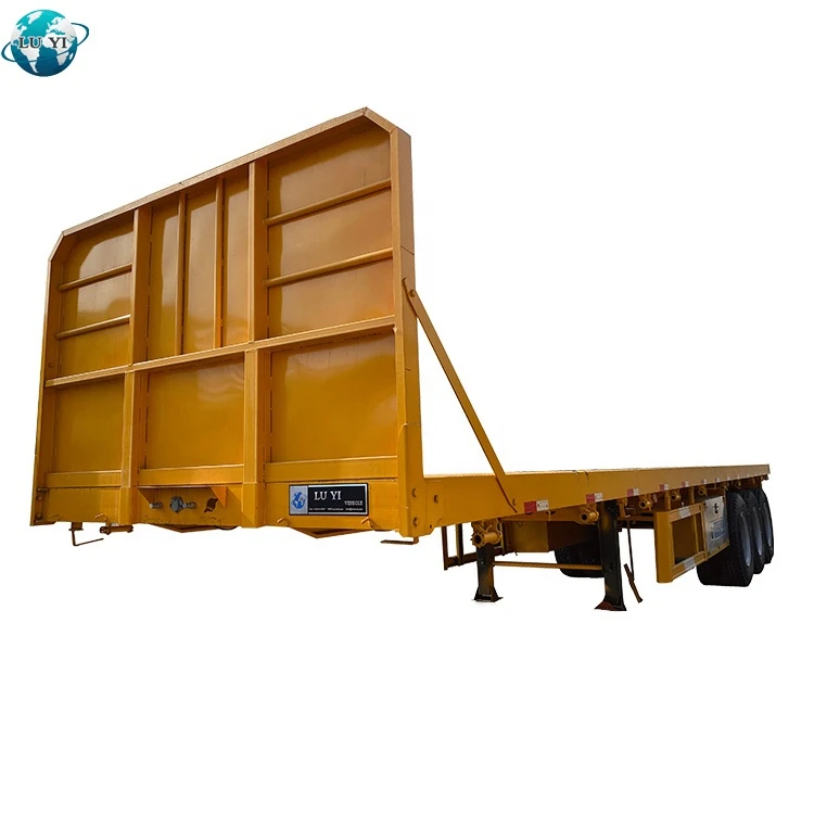 Best Selling 3 Axles Flatbed Truck Semi-trailer Container Low Bed Truck Trailer