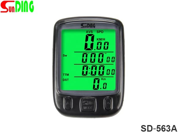 Bicycle Speedometer Wired Computer Stopwatch Water Proof Odometer LCD Screen Backlight Auto Clear Sunding SD-563A/SD-563C