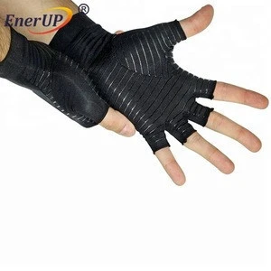 Black Copper Hands Compression half finger Gloves