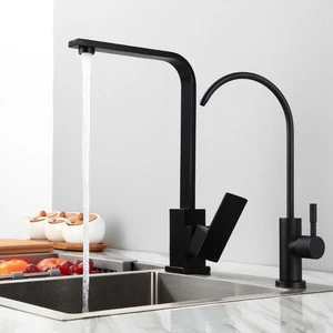 Black SUS304 Stainless Steel Kitchen Faucet Hot Cold Water Mixer Tap Quality Kitchen Sink Faucet
