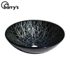 Bowl shape colored tempered glass vessel hotel bathroom counter top  sink