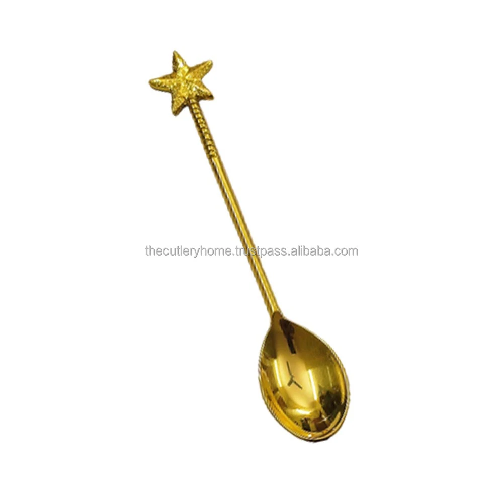Brass Embossed Traditional Arrow Design End Dinner Spoon and Tea Spoon Handmade gold fishing spoon