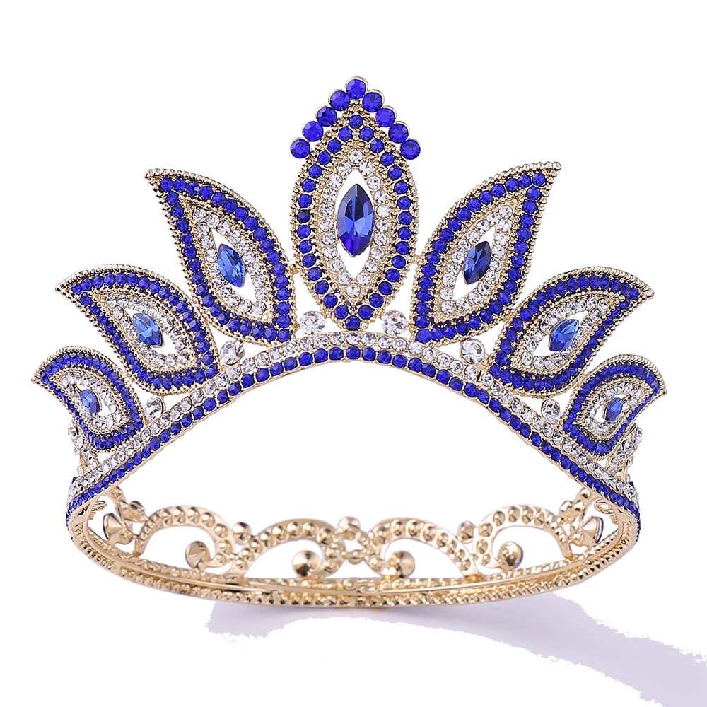 Bride Wedding Jewelry Tiaras and Crowns birthday headdress hair accessories magic eye Baroque rhinestone encrusted round crown