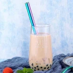 Bubble tea straws 12mm diameter stainless steel milk tea metal straw