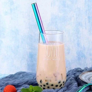 Bubble tea straws 12mm diameter stainless steel milk tea metal straw