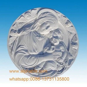 Building decoration using white marble relief