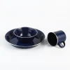 Camping bowls and dishes tableware set navy color enamel storage bowl set