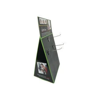 Cardboard counter display with hooks