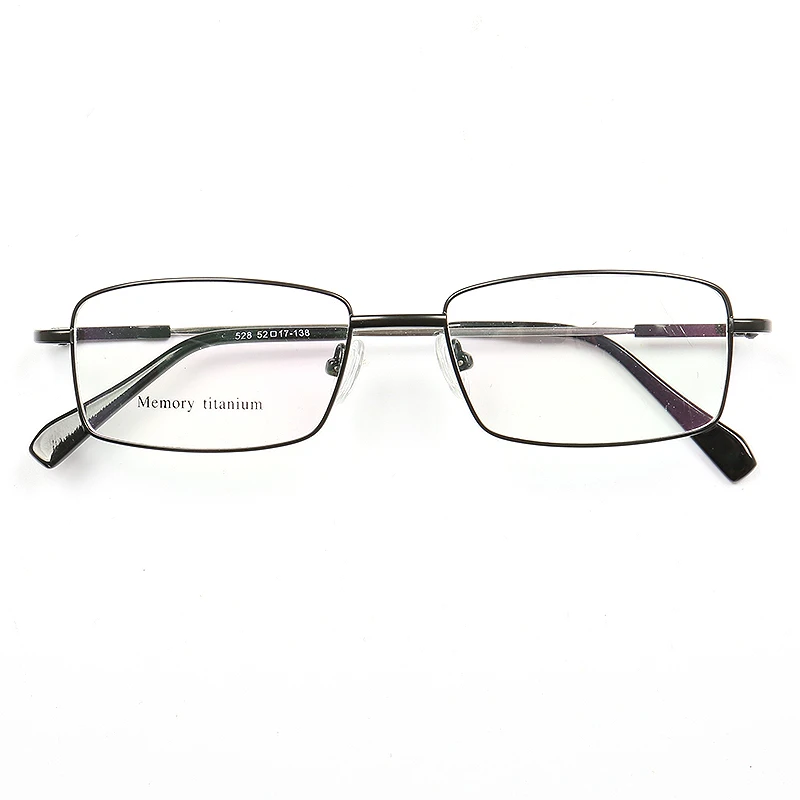 Cheap Classic Full Rim Flexible Memory Temple Coffee Metal Eyewear Glasses Frame