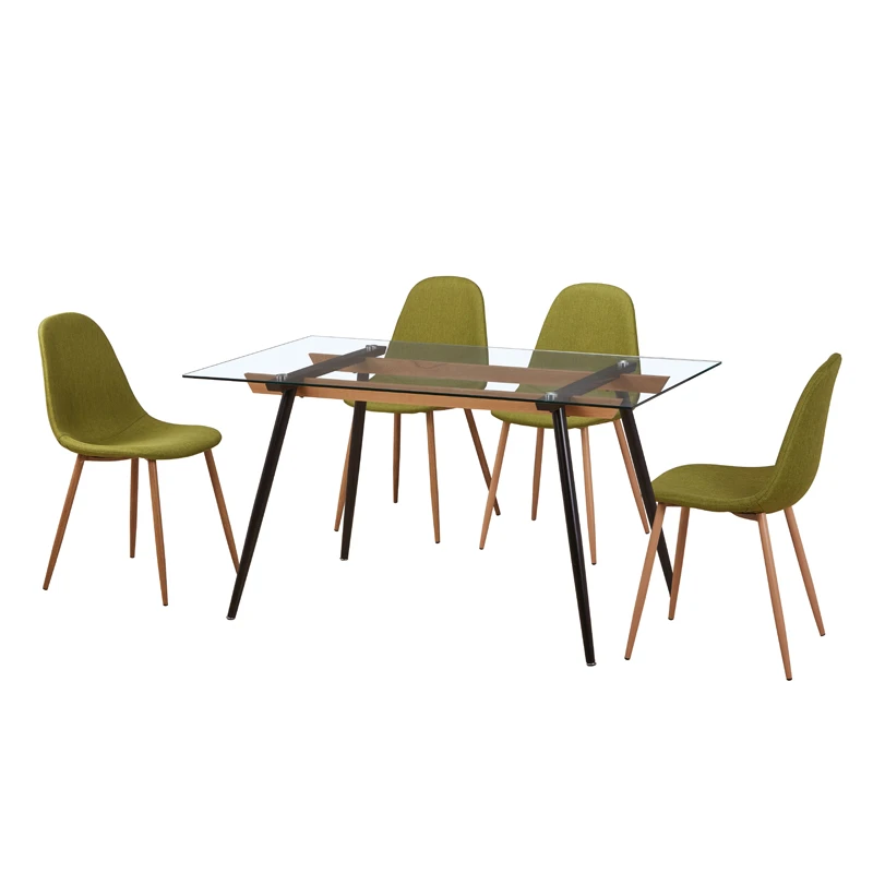 Cheap dinning furniture restaurant modern 6 chairs room glass dining table set