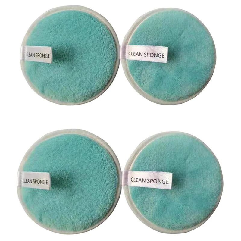 Chemical Free Removal Eco Friendly Mint Green Color Microfiber Makeup Remover Pads Rounds for Face Makeup