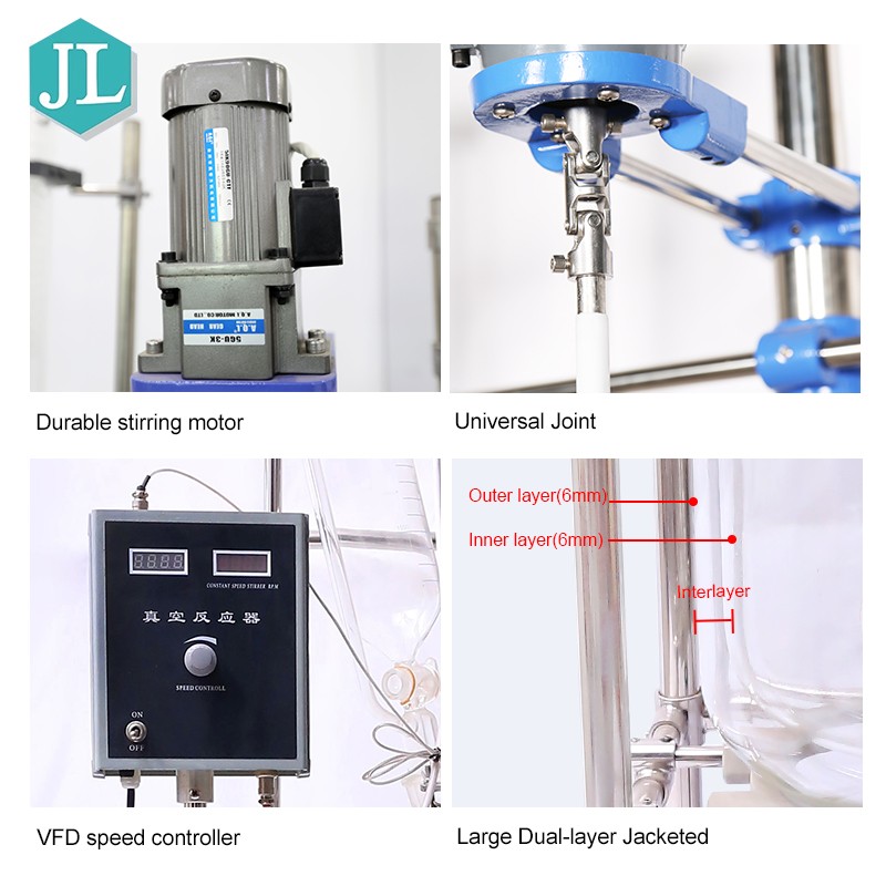 Chemical Lab Double-Layer Crystallizer Distiller 20L Jacketed Glass Reactor