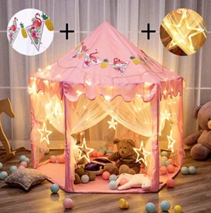 Children Princess Girls Large House Indoor Kids Castle Play Toy Tent with LED Lights