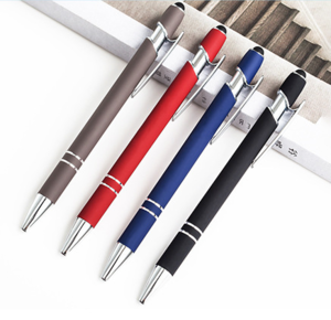 Classic soft touch aluminium body laser logo stylus pen