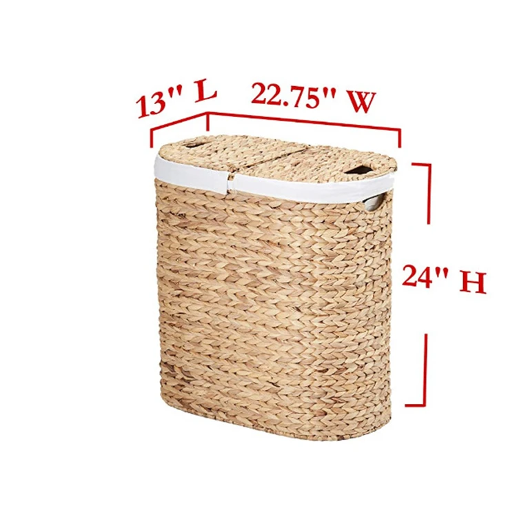 Classics water hyacinth lidded oval double handwoven bag cheap wicker laundry baskets